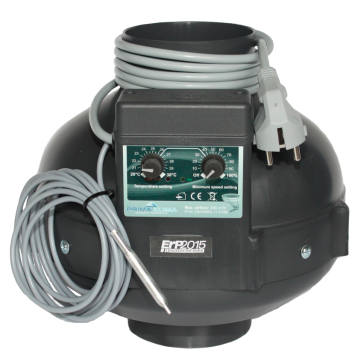 PK Rohrventilator 100, 280m³/h, für 100 mm Rohr, verkabelt, integr. temperaturabhängiger Drehzahlregler