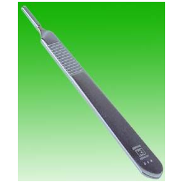 Scalpel holder, chrome plated, for scalpel blades
