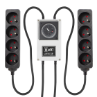 LUMii BLACK timer with 2x 4-way power strip, socket type E