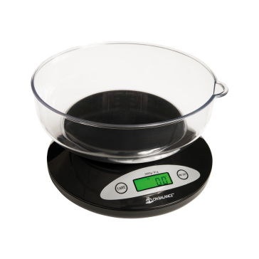 Balanza de cocina digital On Balance, KB-2000, negra, rango de peso de 2000 g, precisión. 0,1g