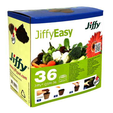 Jiffy, Quick soil mix, 36 pastillas por paquete, 38 mm