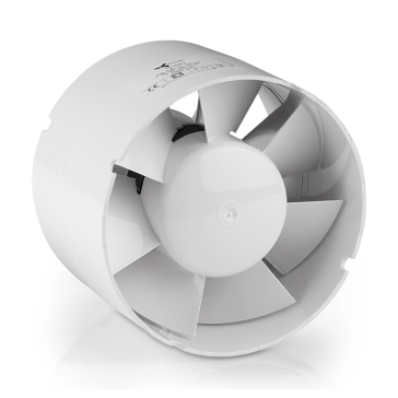 Ventilateur axial Ventilution pour gaine de 125 mm avec bride de raccordement droite