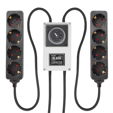 LUMii BLACK, timer with 2x 4-way power strip, Schuko Timer Box relay