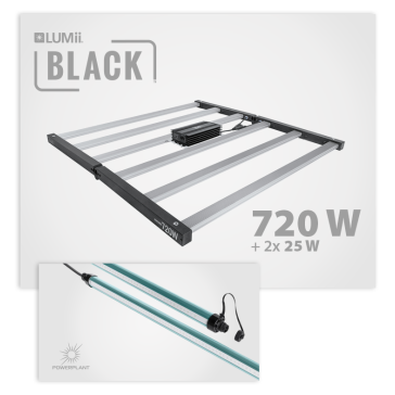 Lumii Black, 720W LED + 2 x 25W Powerplant bande LED UV/FR, Bundle